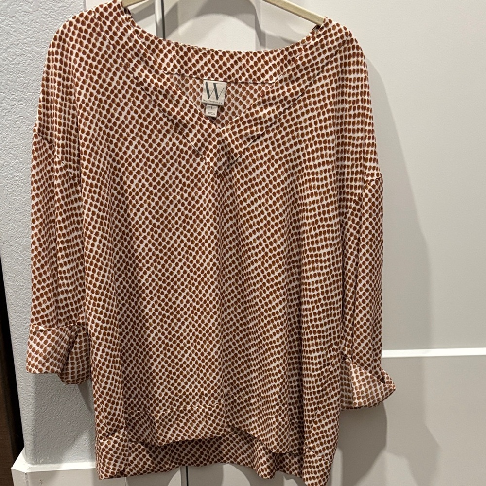 Worthington Brown Geometric Blouse